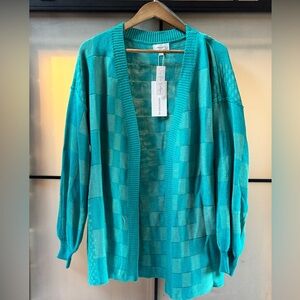 Teal checkered cardigan